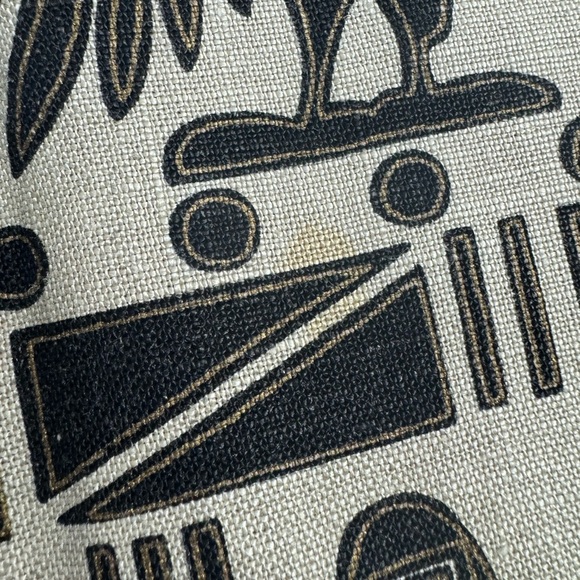 Vintage Andrea Jovine linen brown + taupe Egypt hieroglyphics print dress - Picture 4 of 9